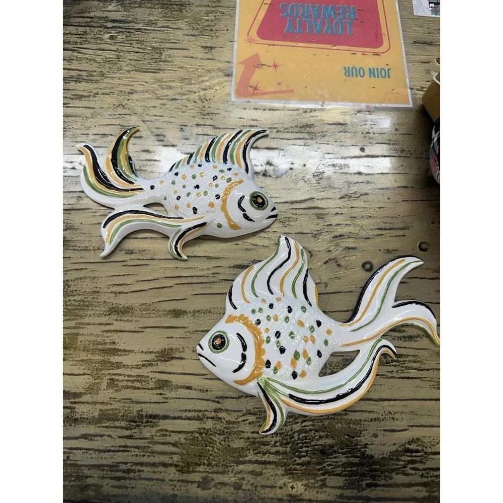 Vintage 1978 Ceramic Fish Wall Hanging Pair